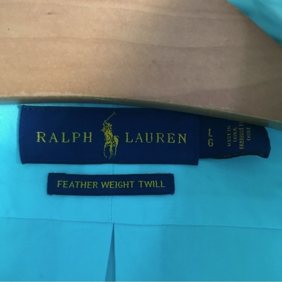 RALPH Lauren Featherweight Twill Button Down Dress Shirt Blue Pink Mens Large​ - Picture 4 of 5